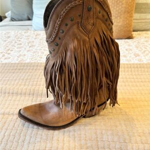 Fringe Western Cowgirl Boot in Brown